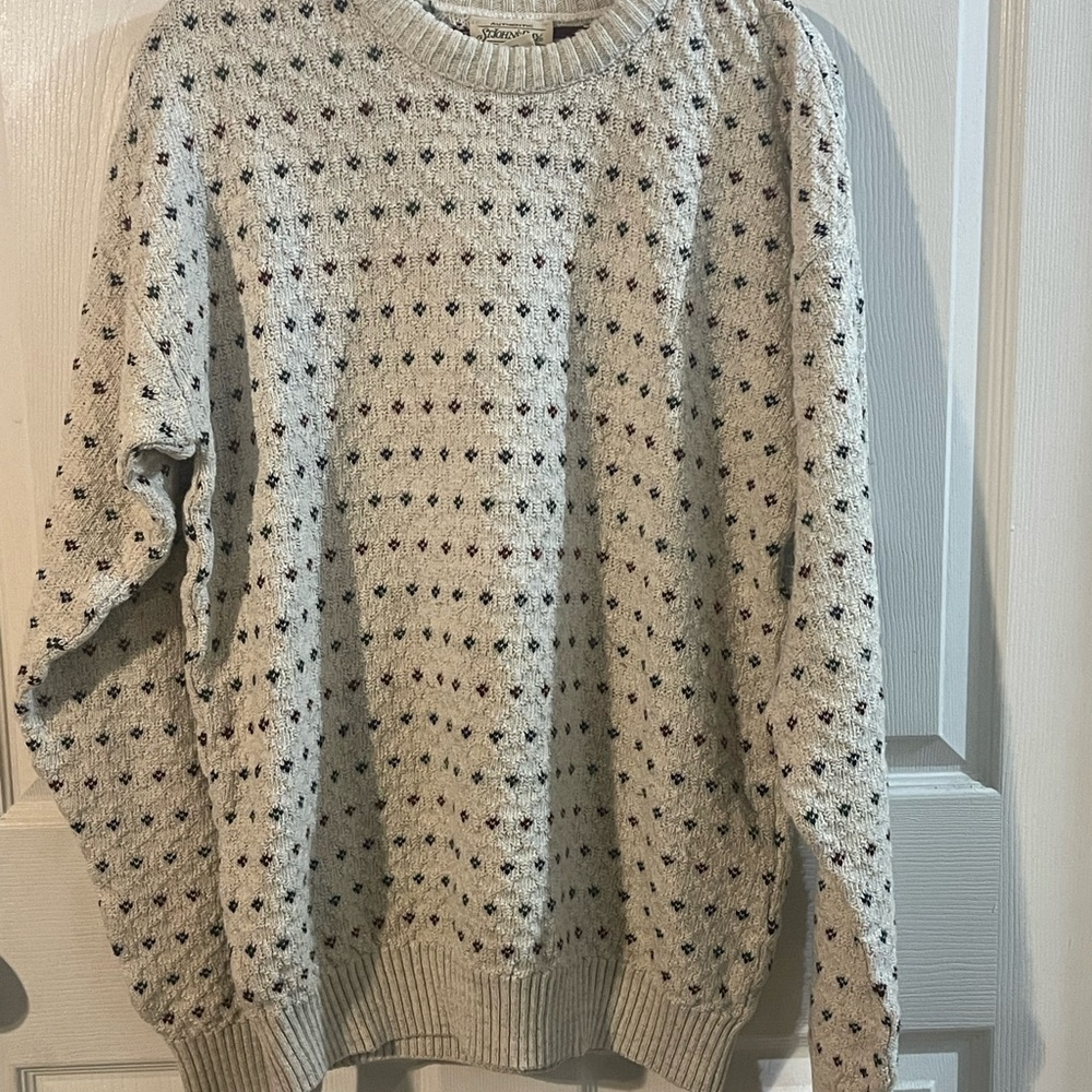 St. John's Bay Beige and Black Crewneck Sweater